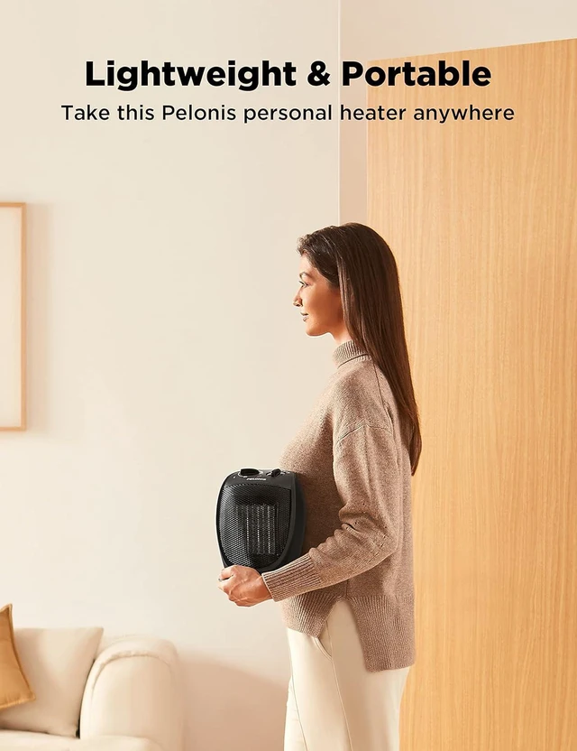 Alt view image 5 of 7 - PELONIS PHTA1ABB Portable, 1500W/900W, Quiet Cooling & Heating Mode Space Heater for All Season, Tip Over & Overheat Protection,for Home, Office Personal Use, Black, 7 x 5.82 x 8.54 inches