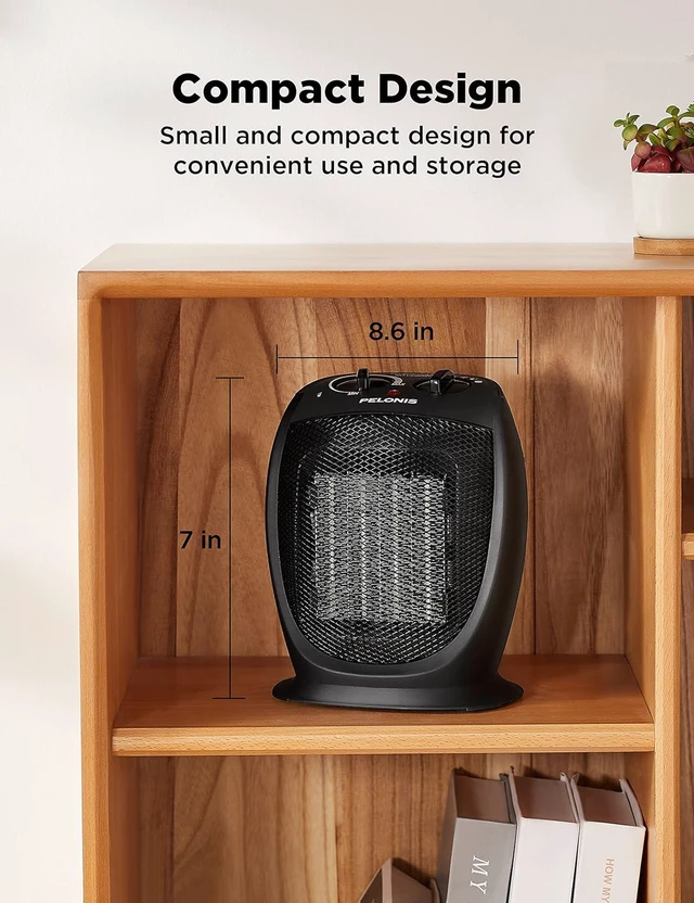 Alt view image 6 of 7 - PELONIS PHTA1ABB Portable, 1500W/900W, Quiet Cooling & Heating Mode Space Heater for All Season, Tip Over & Overheat Protection,for Home, Office Personal Use, Black, 7 x 5.82 x 8.54 inches