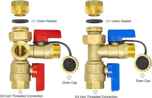 Alt view image 2 of 7 - Libra Supply 3/4 inch IPS Isolator Tankless Water Heater Service Valve Kit  3/4'' FNPT X FNPT Thread Brass Isolation Set with Pressure Relief Valve | Pipe Fittings, Supplies & Spare Parts