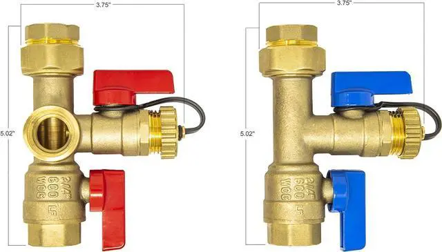 Alt view image 3 of 7 - Libra Supply 3/4 inch IPS Isolator Tankless Water Heater Service Valve Kit  3/4'' FNPT X FNPT Thread Brass Isolation Set with Pressure Relief Valve | Pipe Fittings, Supplies & Spare Parts