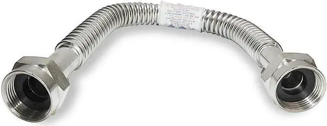 Alt view image 2 of 6 - 24" X 1" FIP Heavy Duty Durable Stainless Steel Corrugated Water Flex Connector W/ Extra Thick Washers/Ideal for Water Heater and Water Softener...