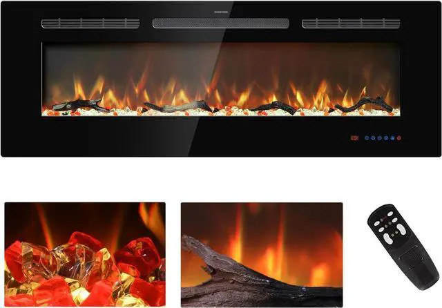 Main image of Kentsky 48 inches Electric Fireplace Inserts, Recessed and Wall Mounted Fireplace Heater, Linear Fireplace w/Thermostat, Remote & Touch Screen, Multicolor Flame, Timer, Log & Crystal, 750W/1500W