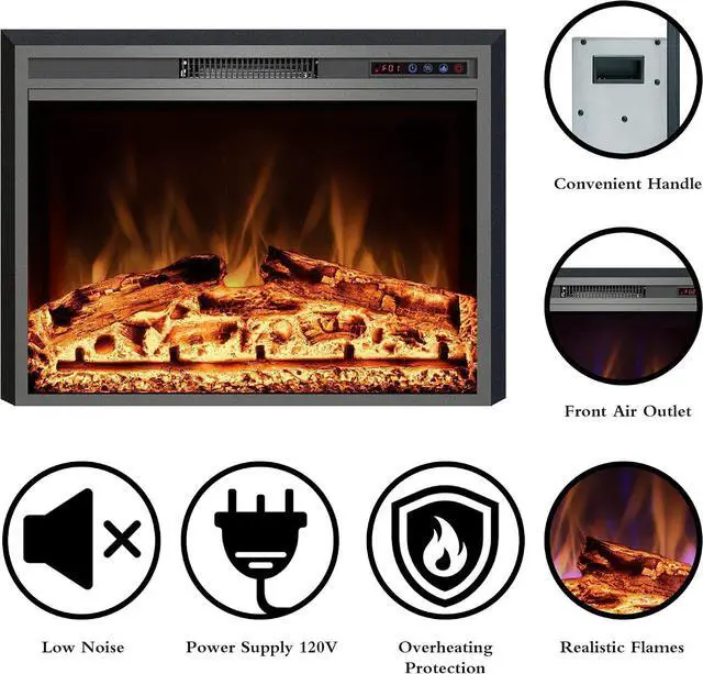 Alt view image 4 of 7 - Electric Fireplace, 25" Electric Fireplace Inserts, Recessed Fireplace Heater with Remote Control, Adjustable Flame Colors, Timer&Overheating Protection, 750/1500W