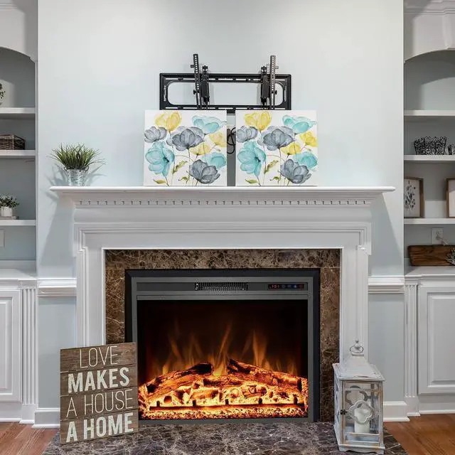 Alt view image 7 of 7 - Electric Fireplace, 25" Electric Fireplace Inserts, Recessed Fireplace Heater with Remote Control, Adjustable Flame Colors, Timer&Overheating Protection, 750/1500W