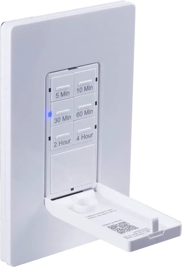 Alt view image 2 of 7 - myTouchSmart Push Button in-Wall Digital Countdown Timer Switch, ON/Off Door Button, 5-10-30-60 Min. and 2  4 Hr Presets, for Lights, Exhaust Fans, Heaters, White/Lt. Almond Doors Included, 40953