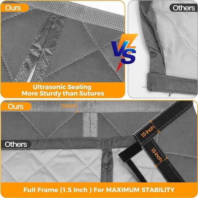 Alt view image 3 of 6 - NABOWAN Magnetic Thermal Insulated Door Curtain - Fits Door Size 36" x 80", Easy Install Door Insulation Curtain, Full Frame Widen Hook & Loop for Air Conditioner Heater Room, Home, Kitchen, Loft