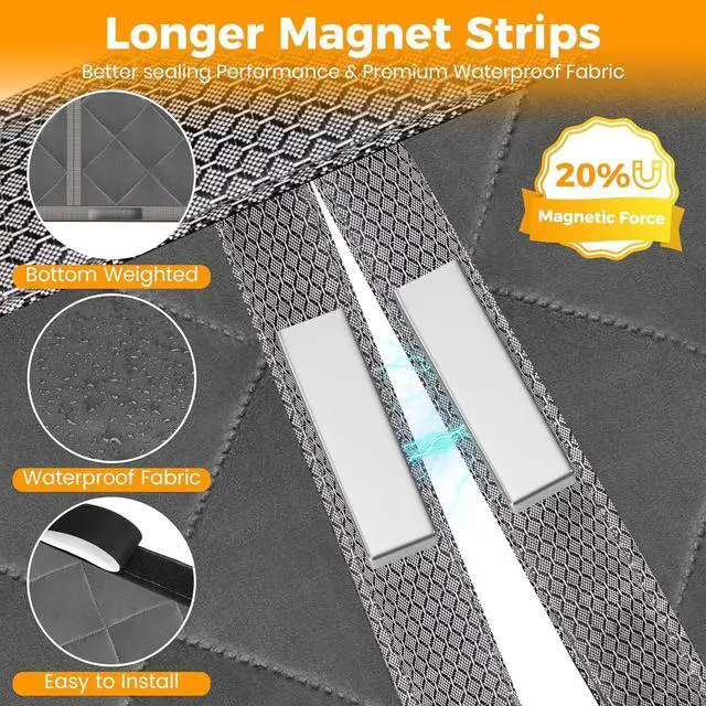 Alt view image 5 of 6 - NABOWAN Magnetic Thermal Insulated Door Curtain - Fits Door Size 36" x 80", Easy Install Door Insulation Curtain, Full Frame Widen Hook & Loop for Air Conditioner Heater Room, Home, Kitchen, Loft