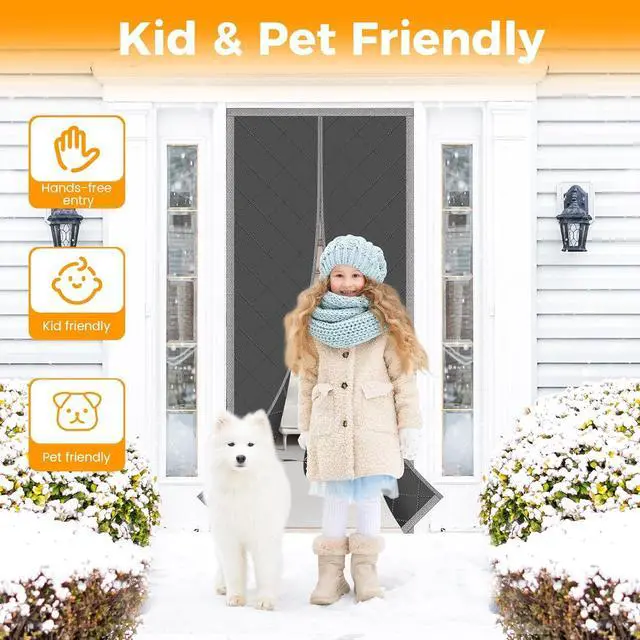 Alt view image 6 of 6 - NABOWAN Magnetic Thermal Insulated Door Curtain - Fits Door Size 36" x 80", Easy Install Door Insulation Curtain, Full Frame Widen Hook & Loop for Air Conditioner Heater Room, Home, Kitchen, Loft