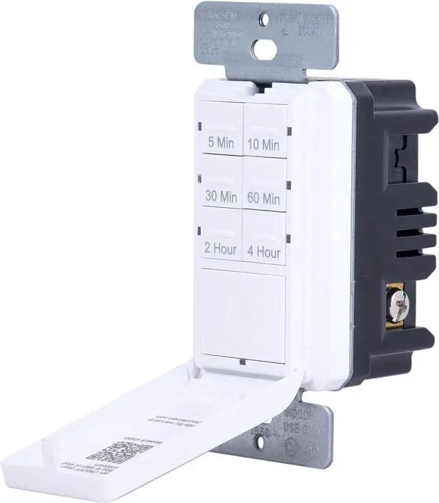 Alt view image 7 of 7 - myTouchSmart Push Button in-Wall Digital Countdown Timer Switch, ON/Off Door Button, 5-10-30-60 Min. and 2  4 Hr Presets, for Lights, Exhaust Fans, Heaters, White/Lt. Almond Doors Included, 40953