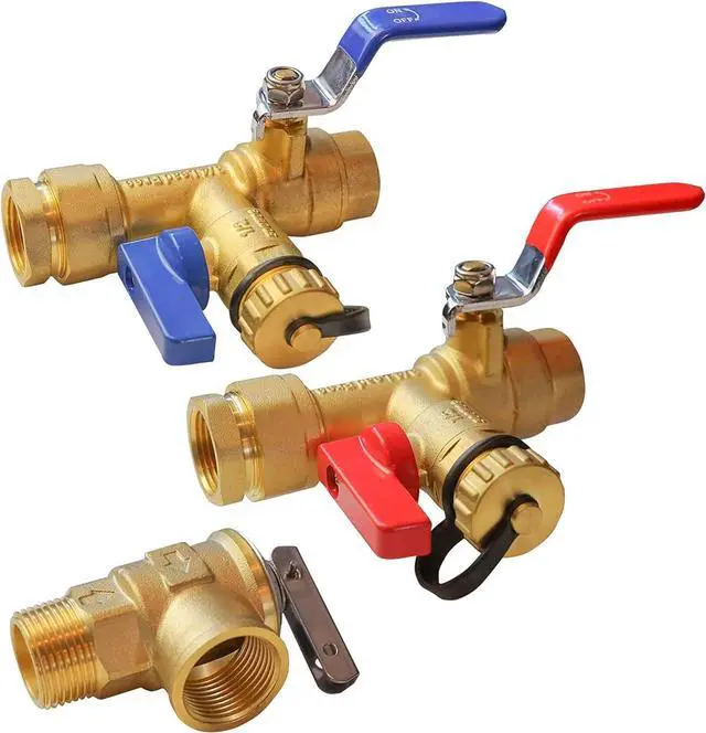Main image of LIULO TOOL 3/4 Inch IPS Isolator Tankless Water Heater Service Valve Kit, with Pressure Relief Valve, Clean Brass