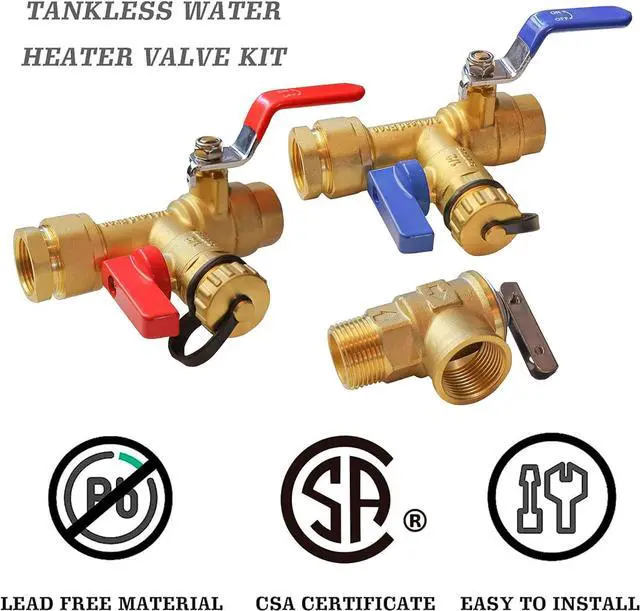 Alt view image 2 of 7 - LIULO TOOL 3/4 Inch IPS Isolator Tankless Water Heater Service Valve Kit, with Pressure Relief Valve, Clean Brass