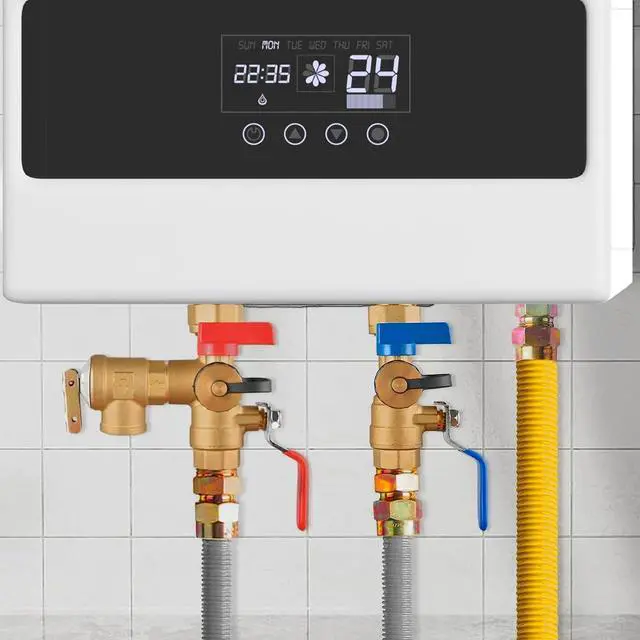 Alt view image 6 of 7 - LIULO TOOL 3/4 Inch IPS Isolator Tankless Water Heater Service Valve Kit, with Pressure Relief Valve, Clean Brass