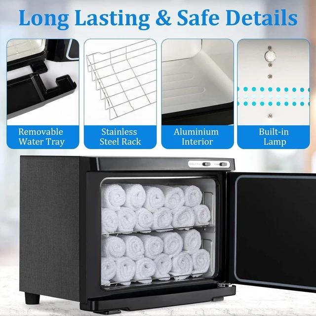 Alt view image 2 of 7 - Hot Towel Warmer Cabinet with LED Light - JXSDLIY 23L Large Capacity Towel Cabinet for Bathroom 2-in-1 Professional Hot Towel Warmers for Facials SPA Massage Salon Heats Up Quick Towel Heater (black)