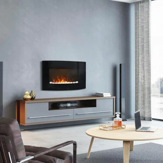 Alt view image 5 of 7 - Paramount EF-WM410 6A Stirling Curved Fireplace, 36, Black