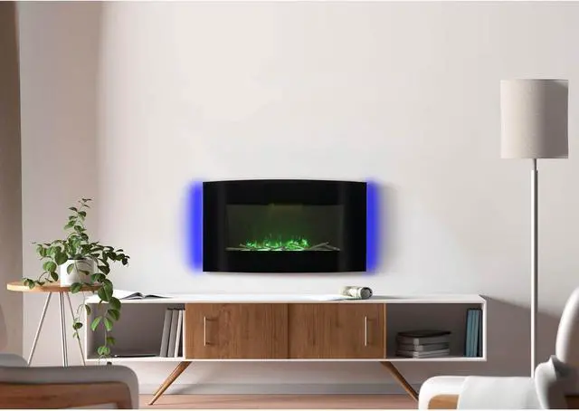 Alt view image 6 of 7 - Paramount EF-WM410 6A Stirling Curved Fireplace, 36, Black