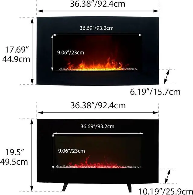 Alt view image 7 of 7 - Paramount EF-WM410 6A Stirling Curved Fireplace, 36, Black