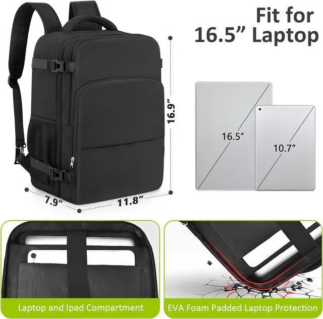 Alt view image 2 of 7 - Travel Backpack for Women Men,Travel Laptop Backpack w/USB Charging Port, Waterproof Travel Backpack Carry On Flight Approved,Weekender Business Hiking Bag,Laptop Backpack 15.6 inch
