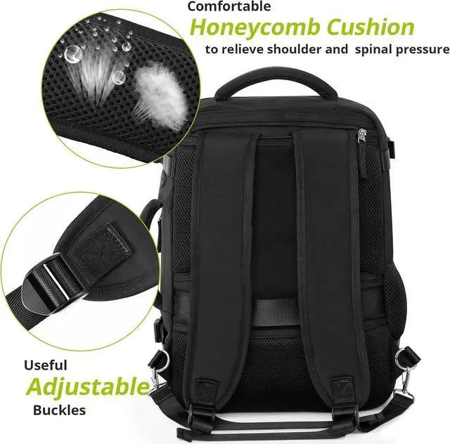 Alt view image 7 of 7 - Travel Backpack for Women Men,Travel Laptop Backpack w/USB Charging Port, Waterproof Travel Backpack Carry On Flight Approved,Weekender Business Hiking Bag,Laptop Backpack 15.6 inch