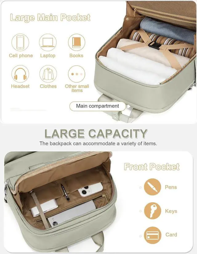 Alt view image 3 of 7 - Cabin Bags for Man for Women Underseat Carry-ons Bag for Travel Hand Luggage Bag Men Travel Backpack Cabin Size Fit 14 inch Laptop Backpack Grass Green