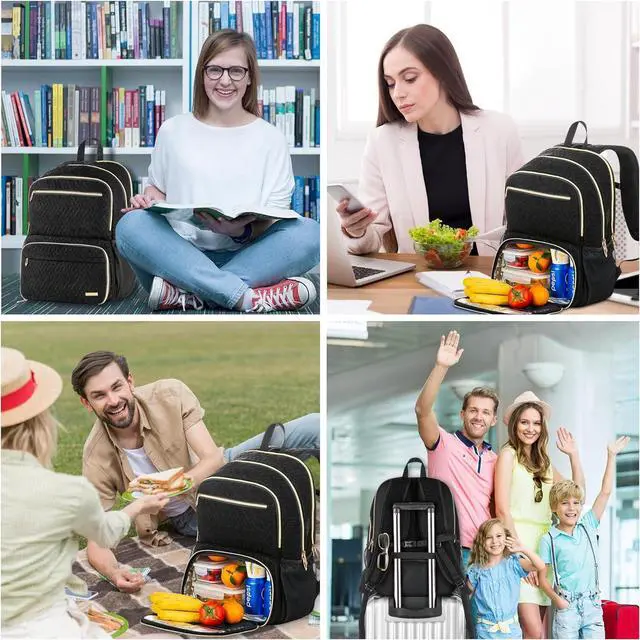 Alt view image 7 of 7 - Laptop Backpack for Women & Men, 17 inch with USB Charging Port, Large Computer Backpack with Insulated Lunch Compartment for Work Travel (Black, 17in)