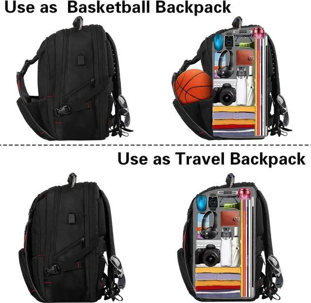 Alt view image 2 of 7 - Jiefeike Travel Laptop Backpack, Extra Large Bookbag for Men College Student Women,Basketball Backpack Fits 17 Inch Computer Notebook with USB Charging Port RFID Anti Theft TSA Approved