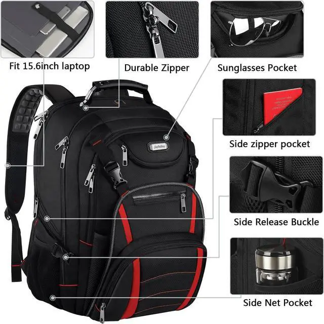 Alt view image 3 of 7 - Jiefeike Travel Laptop Backpack, Extra Large Bookbag for Men College Student Women,Basketball Backpack Fits 17 Inch Computer Notebook with USB Charging Port RFID Anti Theft TSA Approved