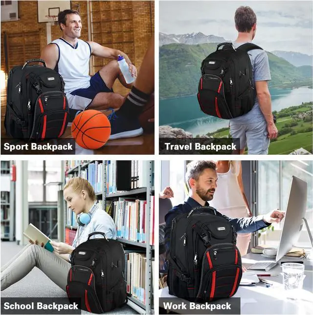 Alt view image 7 of 7 - Jiefeike Travel Laptop Backpack, Extra Large Bookbag for Men College Student Women,Basketball Backpack Fits 17 Inch Computer Notebook with USB Charging Port RFID Anti Theft TSA Approved
