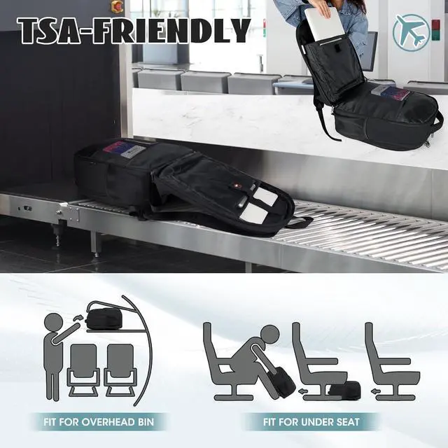 Alt view image 6 of 7 - Travel Laptop Backpack, 17 Inch Extra Large Laptop Backpack with USB Charging Hole 45L Anti Theft Travel Backpack Water Resistant College Business Computer Bag Fit 17.3 Inch Laptop for Men Women Black