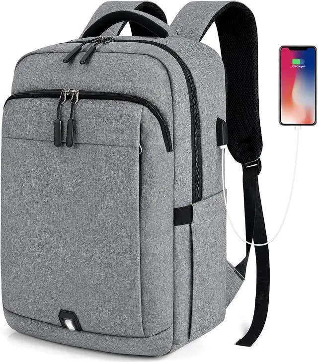 Main image of Laptop Backpack 15.6 inch Travel Backpack for Men and Women Anti Theft Backpacks with USB Charging Port Large Waterproof Computer Backpack for Work School, Grey