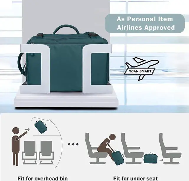 Alt view image 2 of 7 - Hanples Extra Large Travel Backpack for Women as Person Item Flight Approved, 40L Carry On Backpack, 17.3 Inch Laptop Backpack, Waterproof Backpack, Hiking Backpack, Casual Bag(Peacock Blue)