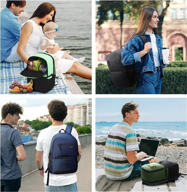 Alt view image 7 of 7 - MIER 2 in 1 Insulated Cooler Backpack for Men Women Hiking Daypack with Lunch Compartment, Double Deck, Leakproof