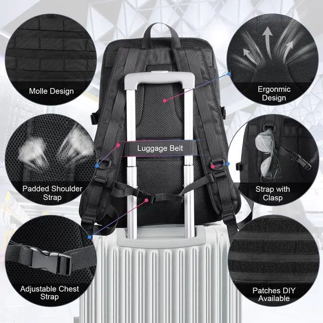 Alt view image 4 of 7 - BERTASCHE Lunch Backpack, Laptop Backpack 15.6 inch Work Backpack w/Insulated Cooler Lunch box for Men Women, Casual Daypack for Work Commuter Picnic College,Black