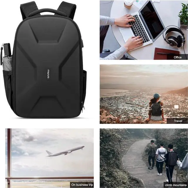 Alt view image 6 of 7 - MOSISO 15.6-16 inch 35L Laptop Backpack with USB Charging Port for Women Men, Waterproof Hardshell Travel Business Computer Bag, Anti-Theft Daypack with Luggage Strap, Black