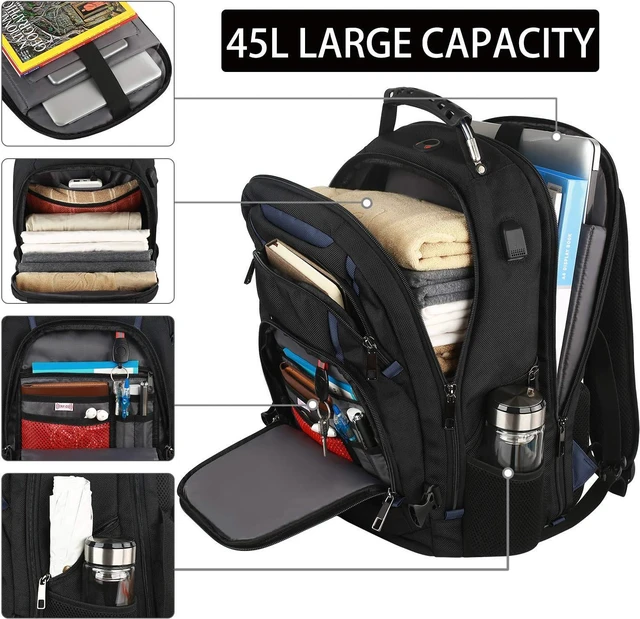Alt view image 2 of 7 - 17.3 Laptop Backpack for Men Women, Extra Large Travel laptop Backpack with Rain Cover, TSA Friendly Flight Approved with RFID Anti Theft Pocket and USB Charger Port, Water Resistant School BookBag