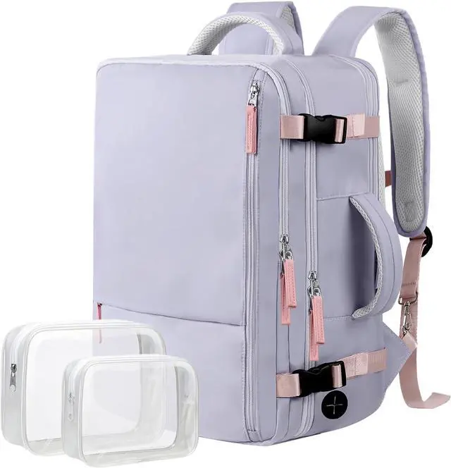 Main image of Hanples Travel Backpack for Women as Person Item Flight Approved, Large Carry On Backpack, 17.3 Inch Laptop Backpack, Waterproof Backpack, Hiking Backpack, Casual Bag (Purple)