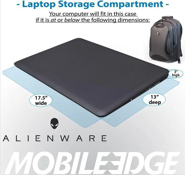 Alt view image 3 of 5 - Mobile Edge Orion M17x Gaming Laptop Backpack for Men and Women, Designed Specifically for and Compatible with Alienware M17 17.3 Laptops, ScanFast Checkpoint Friendly, Black ME-AWBP2.0