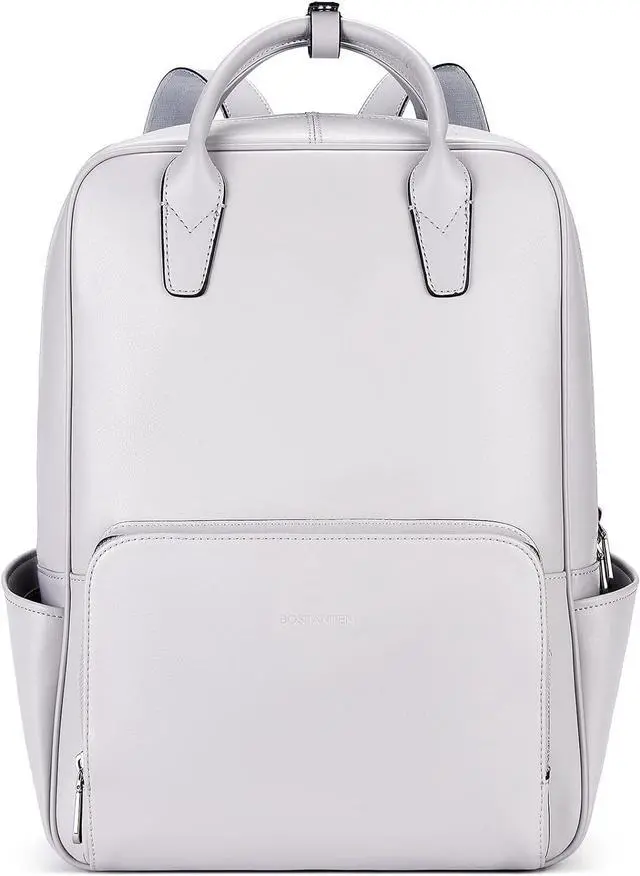 Main image of BOSTANTEN Laptop Backpack for Women 15.6 inch Computer genuine leather backpack purses College Travel Daypack large satchel Grey