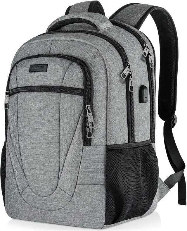 Main image of BIKROD Travel Laptop Backpack for Men and Women, Backpacks for School Teen Boys, Business Anti Theft Slim Durable Back Pack with USB Charging Port, Adult Computer Bag Gift 15.6 IN Laptop, Grey