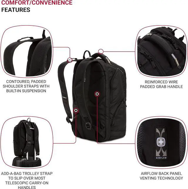 Alt view image 3 of 6 - SwissGear 2762 ScanSmart Laptop Backpack, Black, 17-Inch, Black, 17-Inch, 2762 Scansmart Laptop Backpack