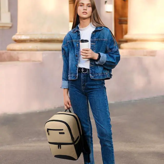 Alt view image 6 of 7 - MIER 2 in 1 Insulated Cooler Backpack for Men Women Hiking Daypack with Lunch Compartment, Double Deck, Leakproof