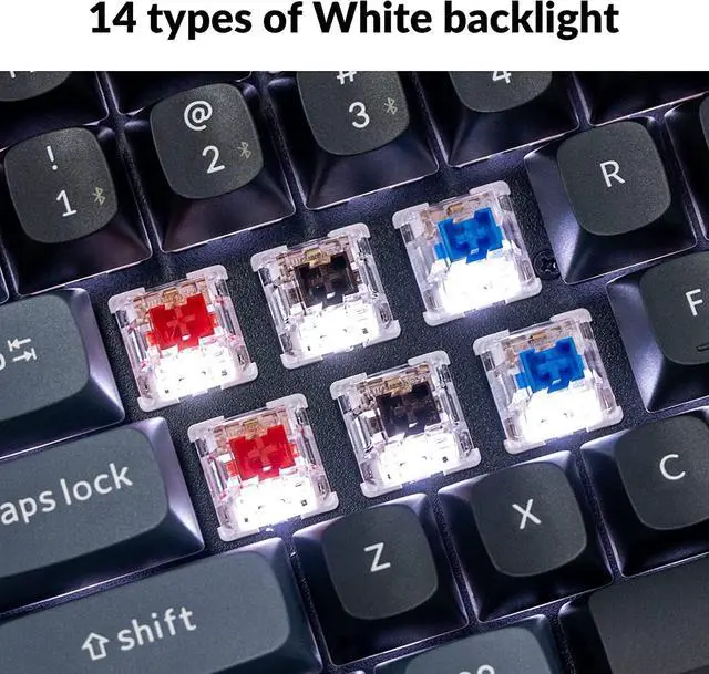 Alt view image 6 of 7 - Keychron K10 Pro QMK/VIA Wireless Custom Mechanical Keyboard, Full Size Programmable Macro with Hot-swappable Keychron K Pro Brown Switch, PBT keycap, for Win/Mac/Linux System,White Backlit