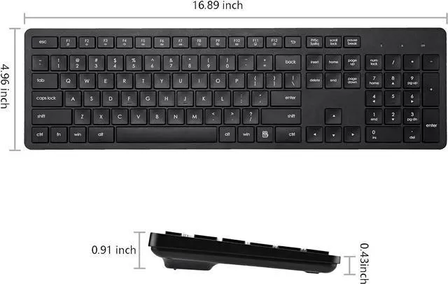 Alt view image 7 of 7 - Wireless Keyboard, 2.4G USB External Silent Cordless Keyboard for Windows Chrome Laptop Computer PC Desktop Notebook Chromebook, 106 Keys Full Size with Number Pad (Black)