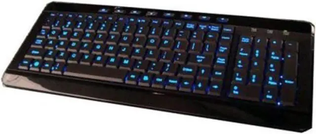 Main image of iMBAPrice USB Backlit Blue LED Multimedia Keyboard, Piano Black (IMBA-SBL-BKB)