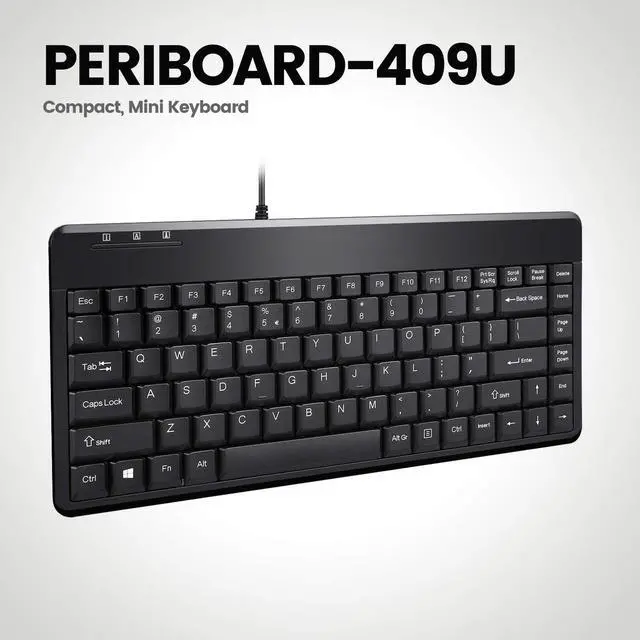 Alt view image 5 of 6 - Perixx PERIBOARD-409U, Mini Keyboard - USB - 12.40"x5.79"x0.79 Dimension - Piano Finish Black