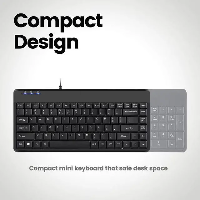 Alt view image 2 of 6 - Perixx PERIBOARD-409U, Mini Keyboard - USB - 12.40"x5.79"x0.79 Dimension - Piano Finish Black