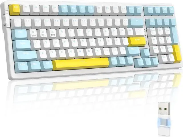 Main image of MAGIC-REFINER RK96 Wireless Mechanical Keyboard, Dual Mode 2.4G/BT5.0 2-in-1 Receiver, 100 Keys Hot Swappable Red Switches Gaming Keyboard with Number Pad for PC Gamers/Mac/Windows