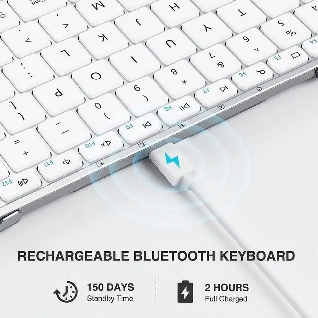 Alt view image 7 of 7 - Foldable Bluetooth Keyboard, XK01 Folding Wireless Portable Keyboard with Numeric Keypad, Full-Size Travel Keyboard for iPad Tablet Smartphone Laptop PC Windows iOS Android, White Silver