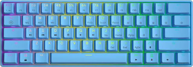 Main image of GK61 Mechanical Gaming Keyboard - 61 Keys Multi Color RGB Illuminated LED Backlit Wired Programmable for PC/Mac Gamer (Gateron Optical Brown, Blue)