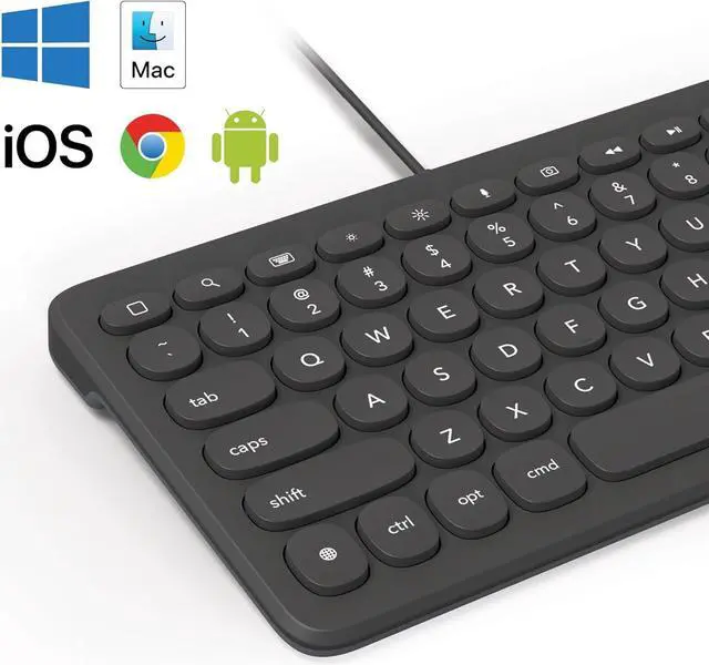 Alt view image 4 of 7 - ZAGG Connect Keyboard 12C - Compact Type-C Wired Desktop Keyboard - Universal Compatibility with Windows, ChromeOS, Android, iOS, macOS, iPadOS - Optimized Typing Experience - Eco-Conscious Design
