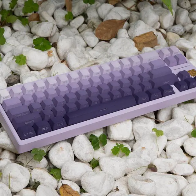 Alt view image 4 of 7 - PBT Doubleshot Keycaps Gradient Purple Backlit OEM Profile Keycaps Full Set Side Print 105 Keys Custom Keyboard Keycaps for Cherry Gateron MX Switches Mechanical Keyboard